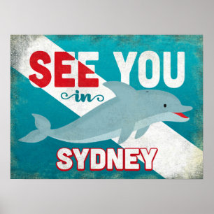Poster Sydney Dolphin - Retro Vintage Travel