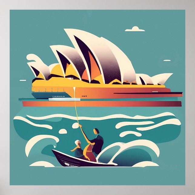 Poster Sydney Opera House Australie peinture souvenir (Devant)