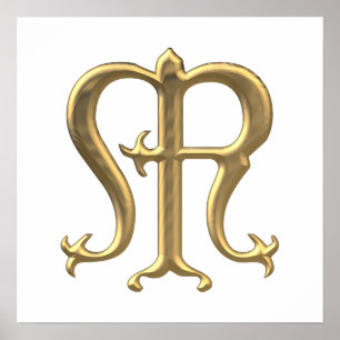 Poster Symbole "3-D" d'or de la Vierge Marie