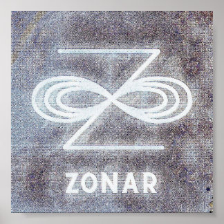 Poster Symbole Abstrait Zonar blanc brillant Karuna Reiki