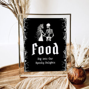 Poster Symbole alimentaire Éffrayant squelette d'Hallowee