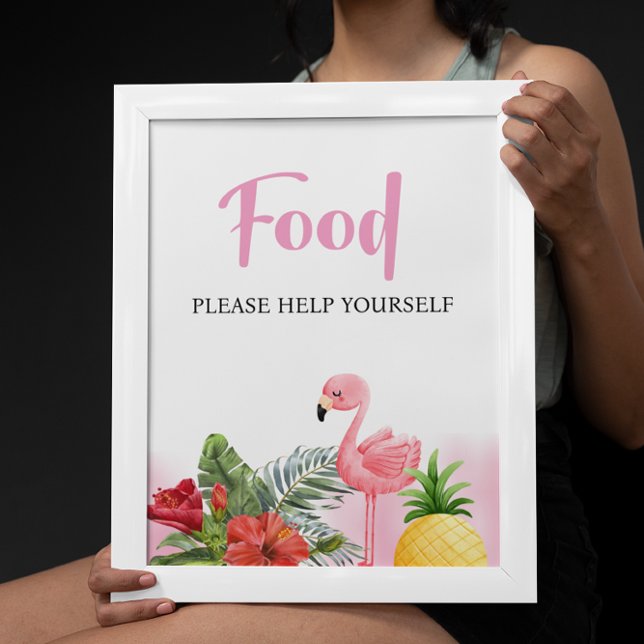 Poster Symbole alimentaire rose Flamant rose tropical (Créateur téléchargé)