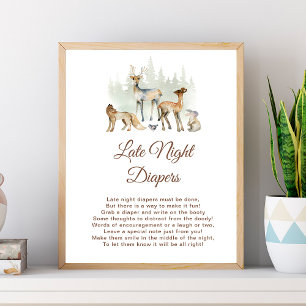 Poster Symbole Animaux Woodland Late Night Diapers