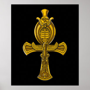 Poster Symbole antique égyptien sacré Ankh Eye Of Horus