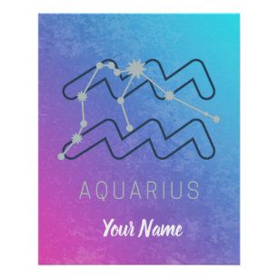 Poster Symbole Aquarius Zodiac Star Horoscope Constellati
