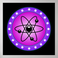 Symbole atomique sur un arrière - plan rose