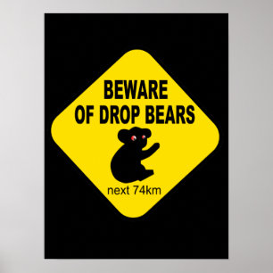 Poster Symbole australien amusant. Méfiez-vous des Ours L
