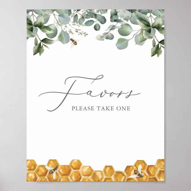 Poster Symbole Baby shower Bee Greenery Favors (Devant)