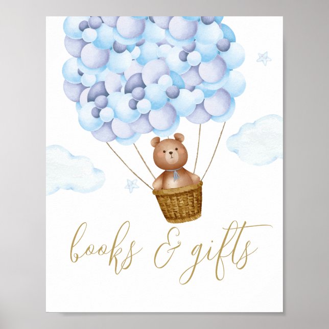 Poster Symbole Baby shower Bleu De L'Ours Teddy Livres Et (Devant)