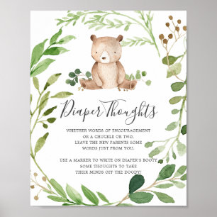 Poster Symbole Baby shower de couche Ours Pensées