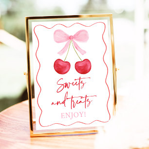 Poster Symbole Baby shower de  de bonbons à la cerise ros