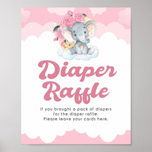 Poster Symbole Baby shower de fille Eléphant rose de la c (Devant)