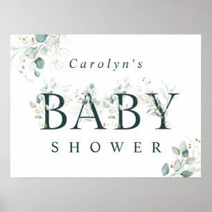 Poster SYMBOLE Baby shower DE LA LETTRE BOtanique VERTE E