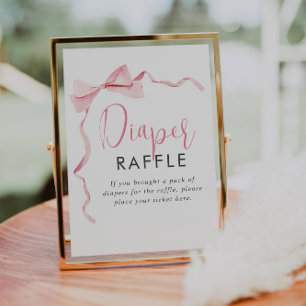 Poster SYMBOLE Baby shower Déchets Fille Ruban Rose