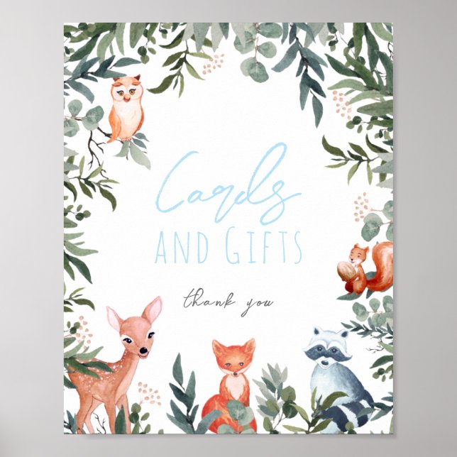 Poster Symbole Baby shower des cartes et cadeaux pour ani (Devant)