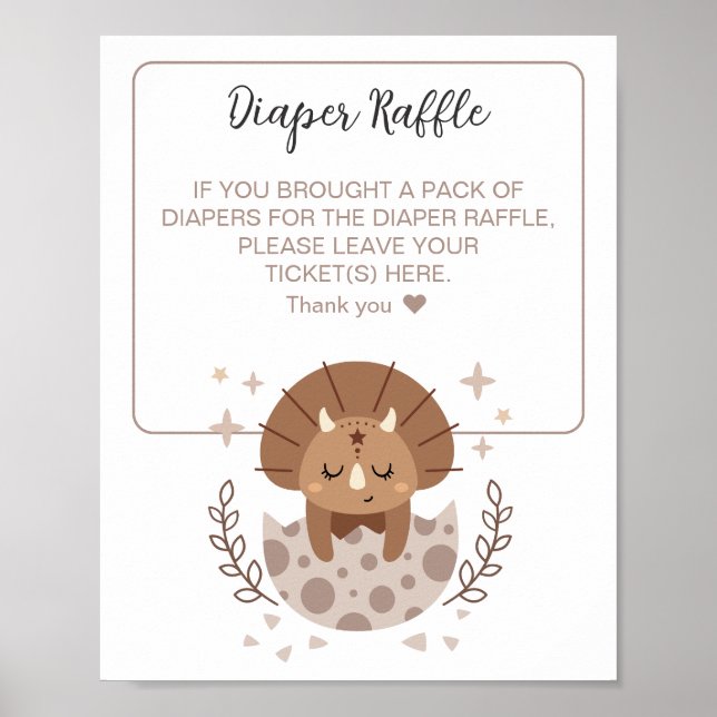 Poster SYMBOLE Baby shower Dinosaure Boho Dinosaure Cute (Devant)