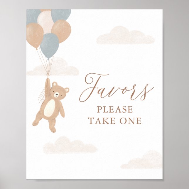 Poster Symbole Baby shower Favoris de l'ours en peluche (Devant)