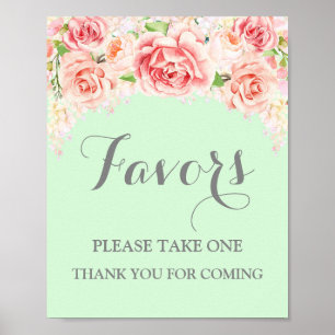 Poster Symbole Baby shower Pink Aquarelle Mint