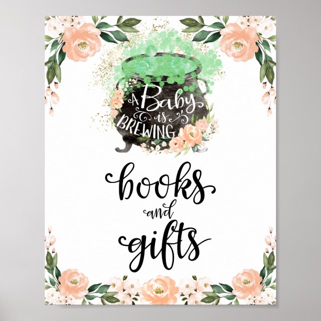 Poster Symbole Baby shower pour fille Halloween Livres et (Devant)