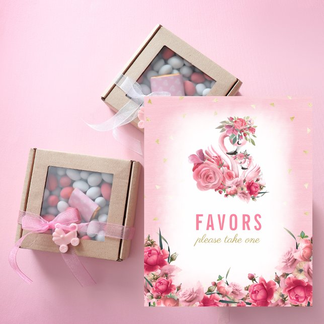 Poster Symbole Baby shower rose Flamant rose Ballerina (Créateur téléchargé)