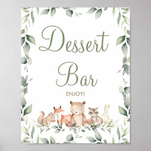 Poster Symbole bar-dessert verdoyant Bois Animaux (Devant)