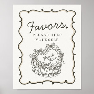 Poster Symbole Beige Bow Retro Coeur Coquette Gâteau Fave