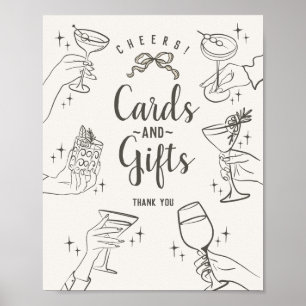 Poster Symbole Beige Retro Cocktail Fiches et Cadeaux