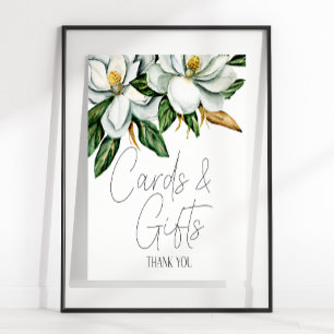 Poster Symbole blanc Magnolia Floral Mariage Card & Cadea