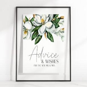 Poster Symbole blanc Magnolia Floral Mariage Card & Cadea