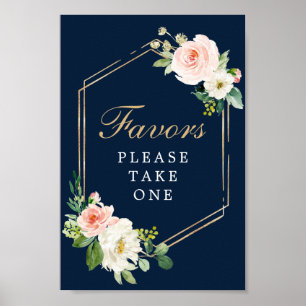Poster Symbole bleu bleu marine Gold Blush Faveurs