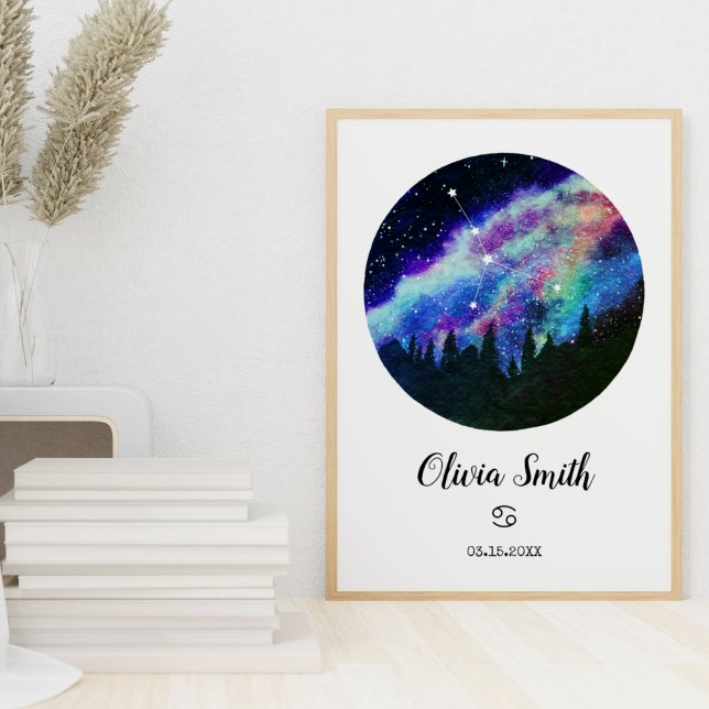 Poster Symbole bleu Constellation Cancer Horoscope Cadeau (Créateur téléchargé)