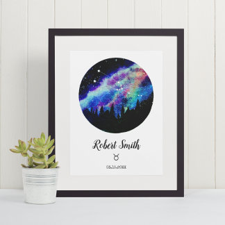 Poster Symbole bleu Constellation Taurus Horoscope Cadeau