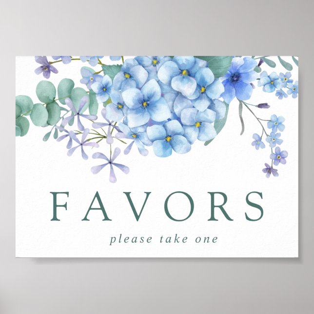 Poster Symbole bleu Hydrangea Floral Wedor Favor (Devant)