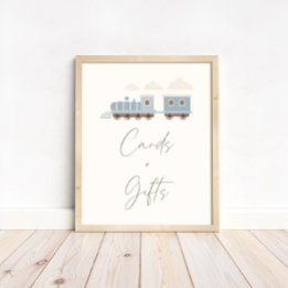 Poster Symbole Blue Boys Train Anniversaire Cartes et Cad