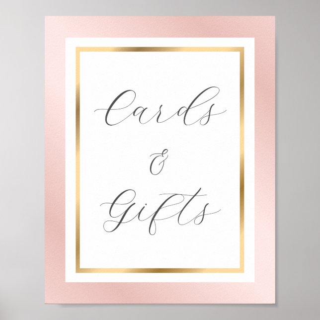 Poster Symbole Blush Gold Elegant Cartes Script et Cadeau (Devant)