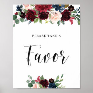 Poster Symbole Boho Blush Burgundy Navy Floral Faveurs