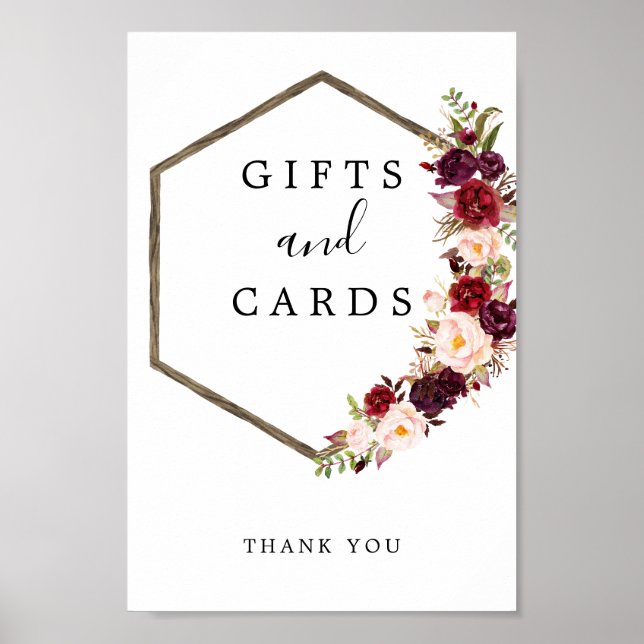 Poster Symbole Boho Burgundy Cadeaux et Cartes (Devant)