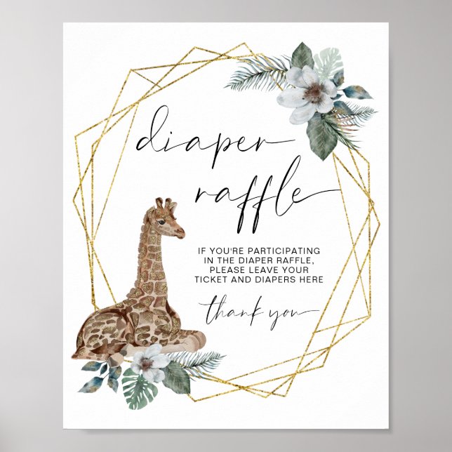 Poster Symbole Boho Giraffe Baby shower Déchets (Devant)