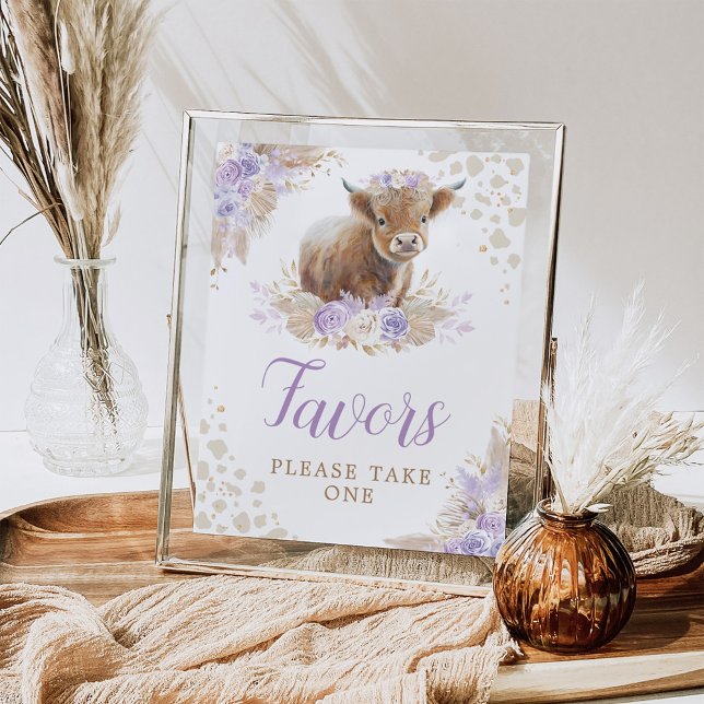 Poster Symbole Boho Highland Cow Purple Anniversaire Fave (Créateur téléchargé)