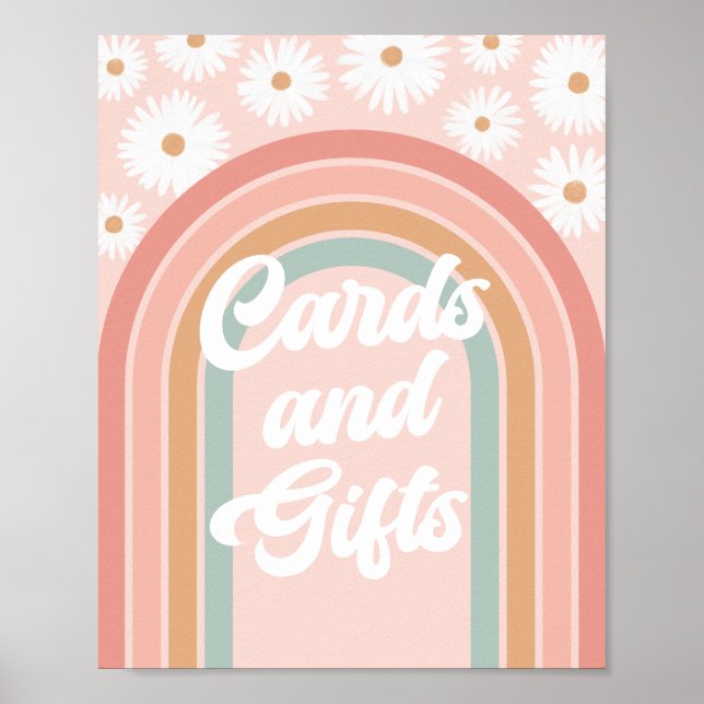 Poster Symbole Boho Retro Daisy Anniversaire Cartes et Ca (Devant)