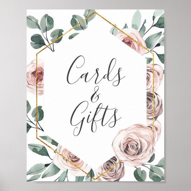 Poster Symbole Boho Rose Baby shower cartes et cadeaux (Devant)