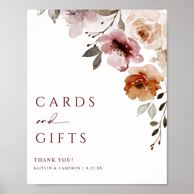 Poster Symbole Boho Terracotta Floral Mariages Cartes & C (Devant)