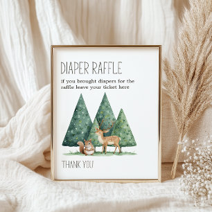 Poster Symbole Boho Woodland Anima Baby shower Déchets