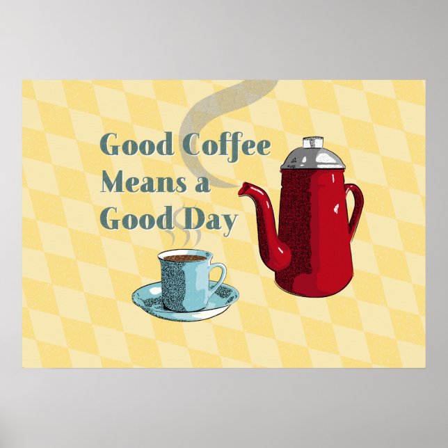 Poster SYMBOLE BON CAFÉ DU MOYEN-SIÈCLE L RÉtro (Devant)