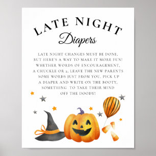 Poster Symbole Boo Halloween Baby shower Late Night Diapé