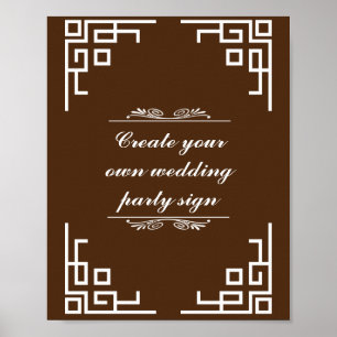 Poster Symbole Brown Maroon Swirl White Border Wedding Pa