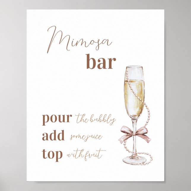 Poster Symbole Brunch et Bubbly Mimosa Bar 8x10 (Devant)
