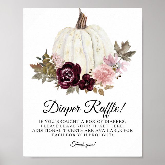 Poster SYMBOLE BURMANDE Citrouille Floral Rose (Devant)