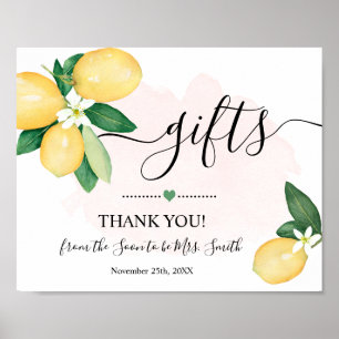 Poster Symbole Cadeaux Fête des mariées Mariage citrons r