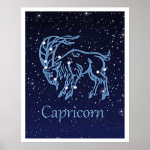 Poster Symbole Capricorne Constellation et Zodiaque avec 